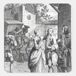 Meeting of Chevalier Des Greux and Manon Square Sticker