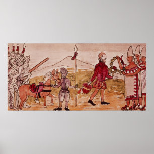 Meeting of Hernando Cortes and Montezuma Poster