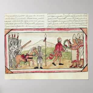Meeting of Hernando Cortes and Montezuma Poster