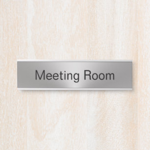 Meeting Room Silver and Black Text Template Door Sign