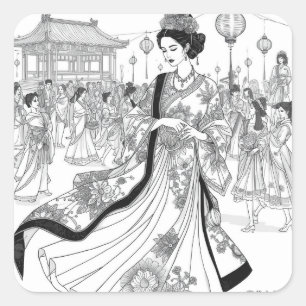 meets contemporary fashion artistry square sticker