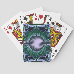 Meg Green and Blue Fractal Art Playing Cards