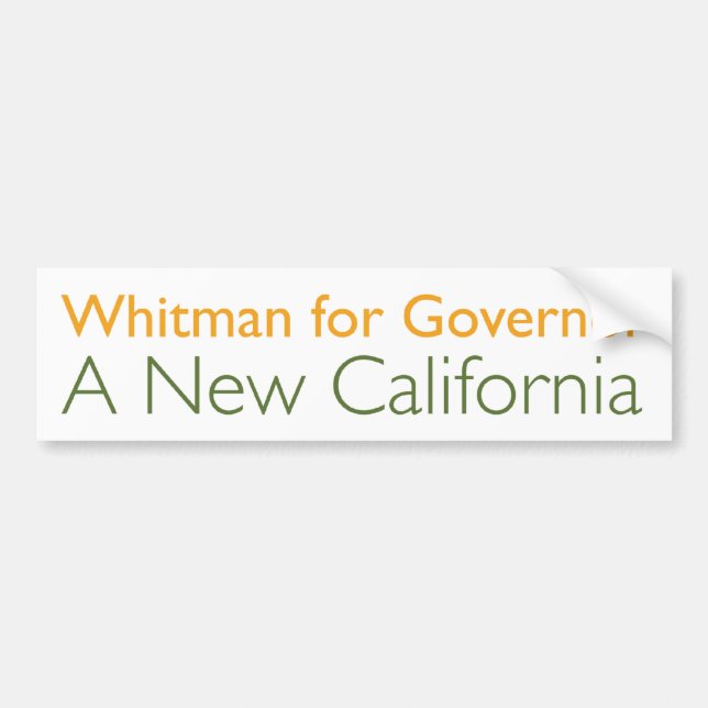Meg Whitman For Governor Bumper Sticker (Front)