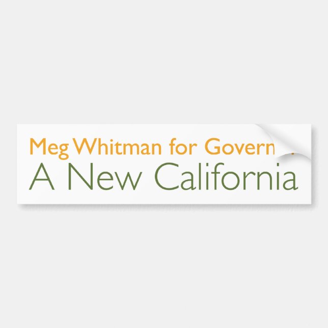 Meg Whitman For Governor Bumper Sticker (Front)