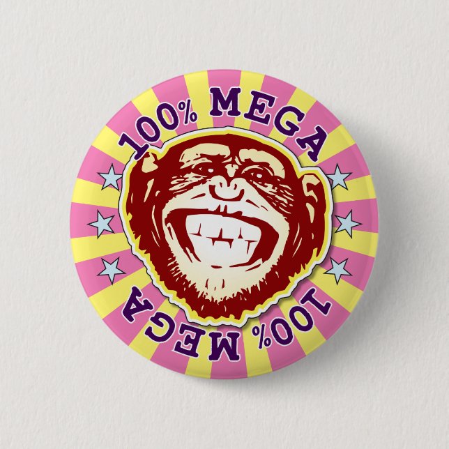 Mega 100% Funny Funky Monkey Badge (Front)