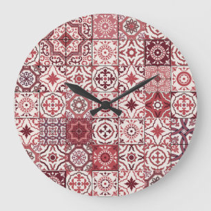 Mega Gorgeous Moroccan Patchwork Pattern Large Clock