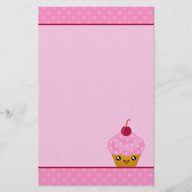 Mega Kawaii Cherry Cupcake Stationery (Front)