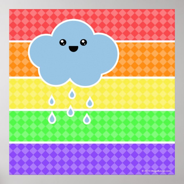 Mega Kawaii Happy Cloud Rainbow Poster (Front)