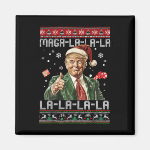 Mega La La La Christmas Santa Trump Ugly Sweater X Magnet