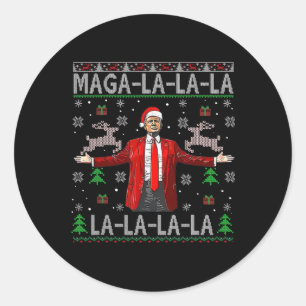 Mega La La La Donald Trump Potus 47 Ugly Christmas Classic Round Sticker