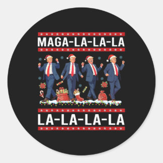 Mega La La La Donald Trump Potus 47 Ugly Christmas Classic Round Sticker