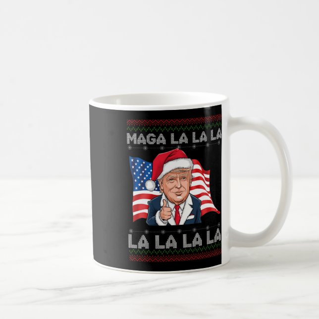 Mega La La La Donald Trump Potus 47 Ugly Christmas Coffee Mug (Right)