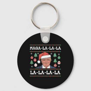 Mega La La La Donald Trump Potus 47 Ugly Christmas Key Ring