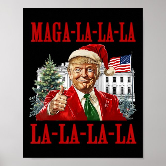 Mega La La La Donald Trump Potus 47 Ugly Christmas Poster (Front)