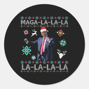 Mega La La La Donald Trump President 47 Dance Ugly Classic Round Sticker