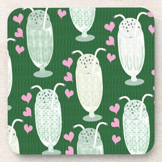 Mega Mint Milkshakes Pattern Coaster (Front)