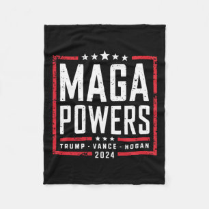Mega Powers Trump Vance Hogan 2024 Patriotic Funny Fleece Blanket
