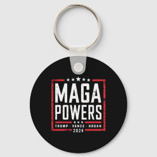 Mega Powers Trump Vance Hogan 2024 Patriotic Funny Key Ring