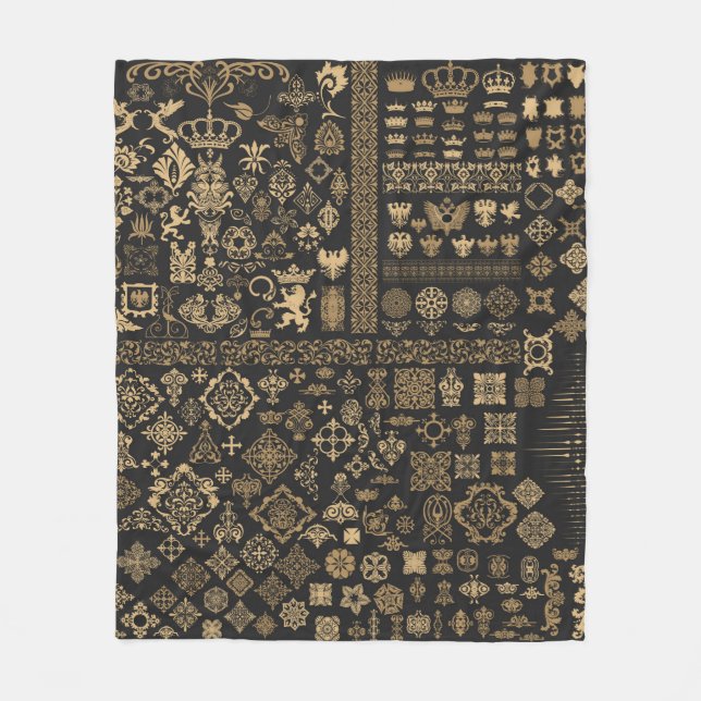 Mega set of baroque elements fleece blanket (Front)