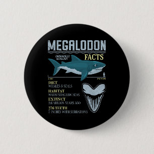 Megalodon Facts Meg Prehistoric Shark Tooth Fossil 6 Cm Round Badge