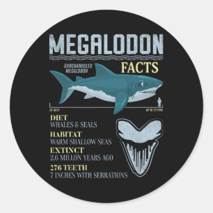 Megalodon Facts Meg Prehistoric Shark Tooth Fossil Classic Round Sticker