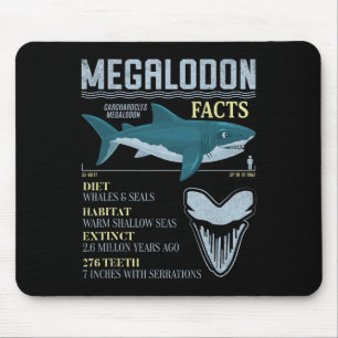 Megalodon Facts Meg Prehistoric Shark Tooth Fossil Mouse Pad