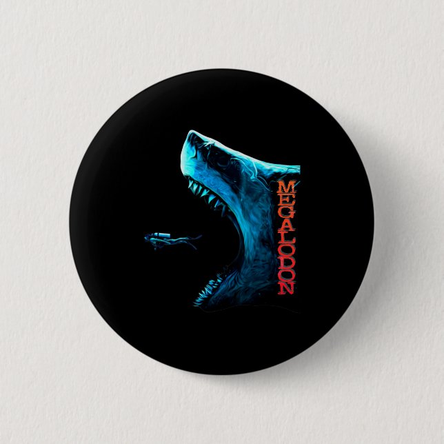 Megalodon Primeval Shark Dorsal Fin Teeth Ocean Pr 6 Cm Round Badge (Front)
