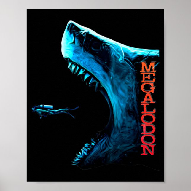 Megalodon Primeval Shark Dorsal Fin Teeth Ocean Pr Poster (Front)