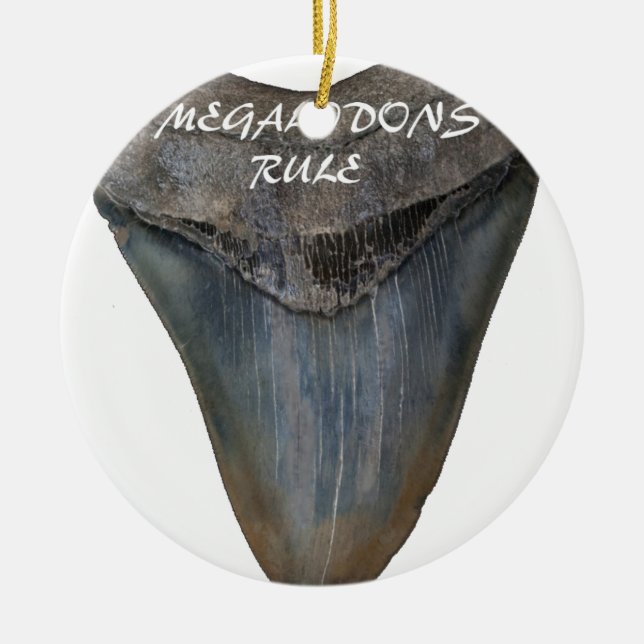 Megalodon Shark Tooth Ceramic Ornament (Front)