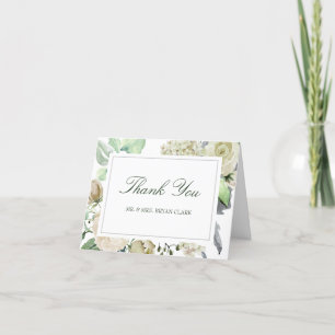 Megan Elegant Photo Greenery Wedding Thank You Card