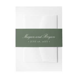 Megan Elegant Simple Sage Green Wedding Invitation Belly Band