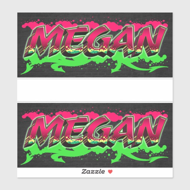 Megan First Name Graffiti Sticker (Sheet)