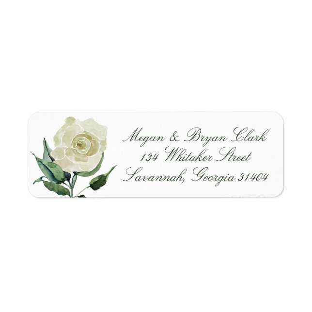 Megan Floral Calligraphy Wedding Return Address Label (Front)