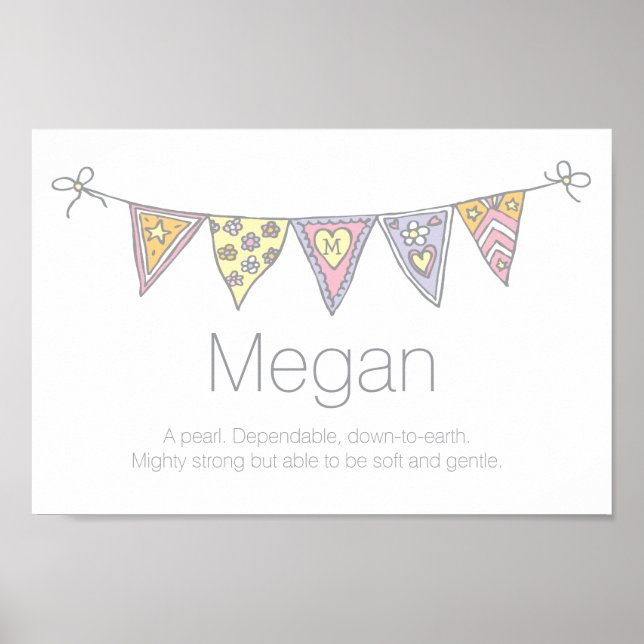 Megan girls name and meaning bunting poster (Front)