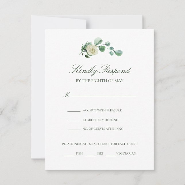 Megan Simple Elegant Meal Choice Wedding RSVP Card (Front)