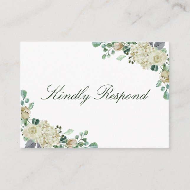 Megan Simple Floral Greenery Wedding Website RSVP Enclosure Card (Front)