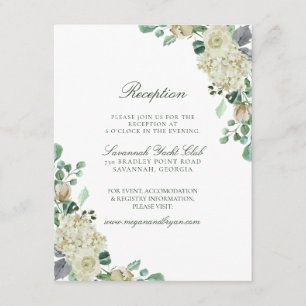 Megan White Roses Greenery Wedding Reception Enclosure Card