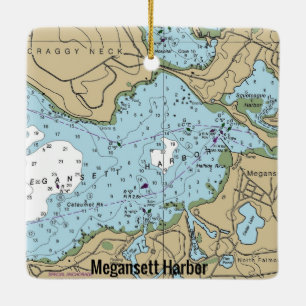 Megansett Harbour MA Nautical Chart Ceramic Ornament