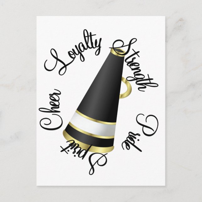 Megaphone Cheer in Black Postcard (Front)