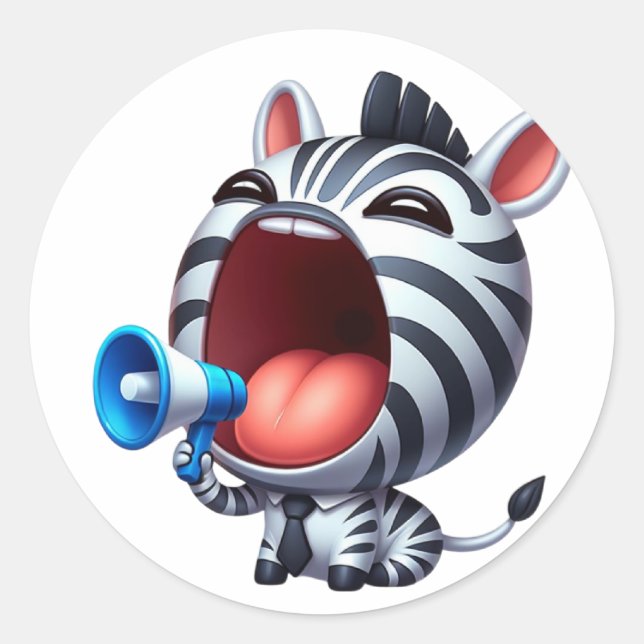 MegaPhone Cute Zebra Classic Round Sticker (Front)
