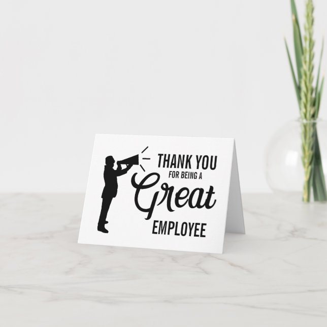 Megaphone Silhouette, Employee Thank You Card (Front)