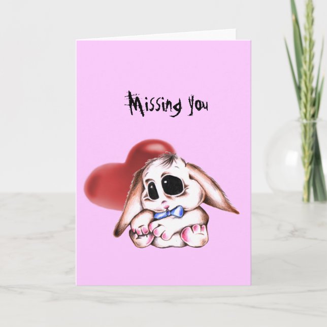 Megg: A cute bunny - boy, missing you Card (Front)