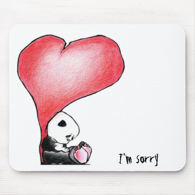 Megg: A cute panda - heart, I'm sorry Mouse Pad (Front)