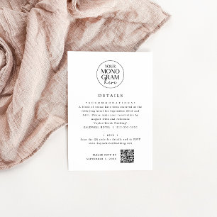 MEGHAN Monogram Black White Unique Wedding Details Enclosure Card