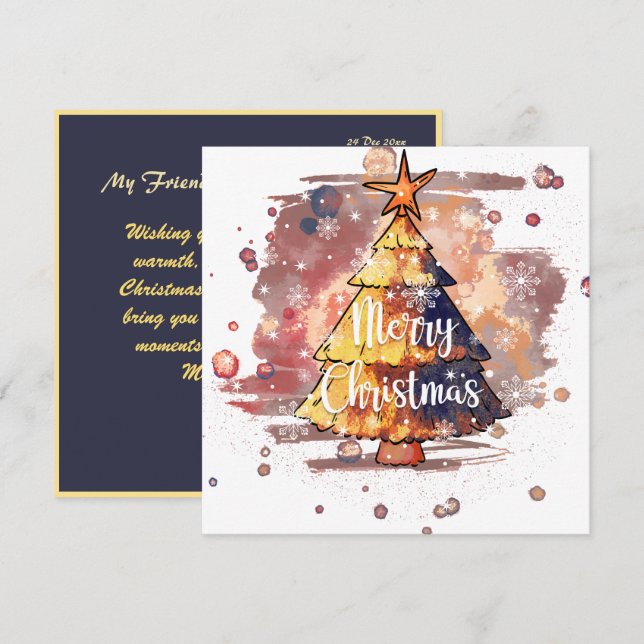 Megical Merry Christmas Greeting | Invitation card (Front/Back)