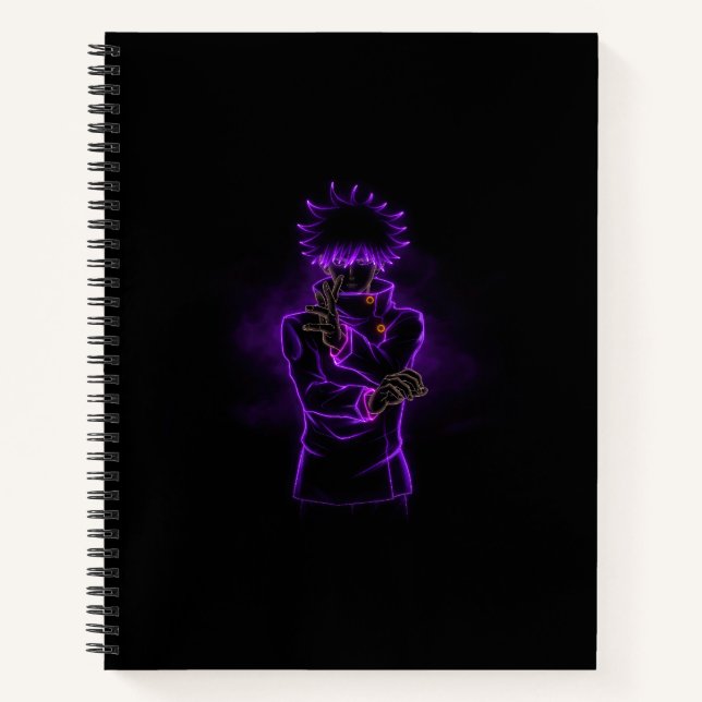 Megumi Fushiguro Anime Style Spiral Black Cover Notebook (Front)