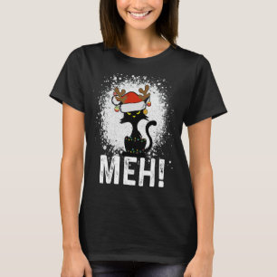 Meh Black Cat Christmas, Funny Anti Christmas Cat T-Shirt