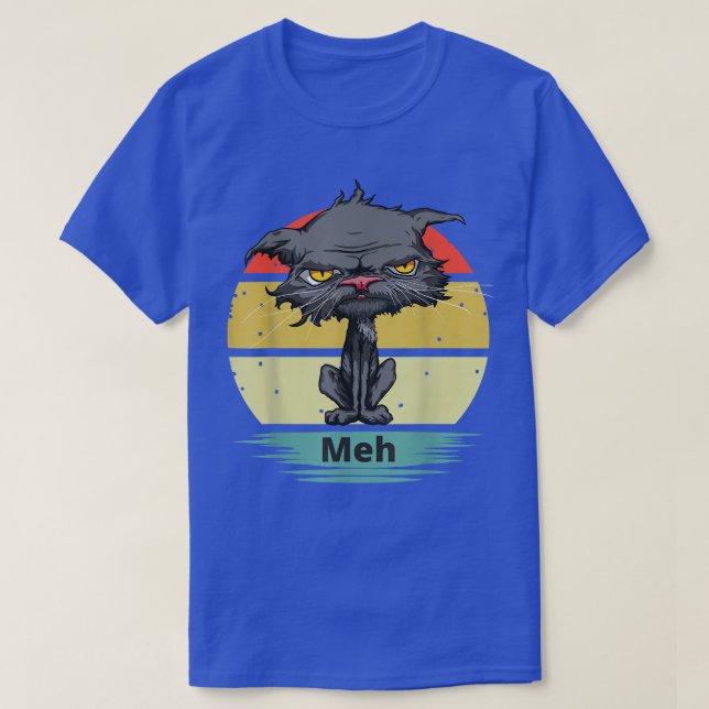 Meh Cat Funny Bored Cat With Yellow Eyes Cat Lover T-Shirt (Design Front)