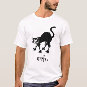 Meh Cat Lover Halloween Kitty Sarcastic Face T-Shirt