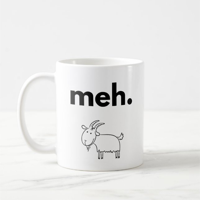 Meh. Goat Doodle Funny Minimalist Mug (Left)